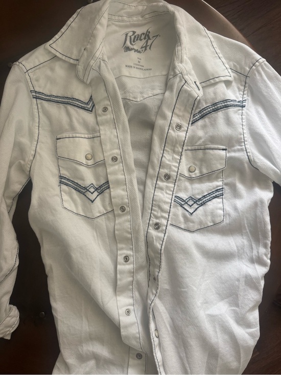 Rock Revival Other - Rock Revival White Shirt with Blue Contrast Stitching medium fair condition